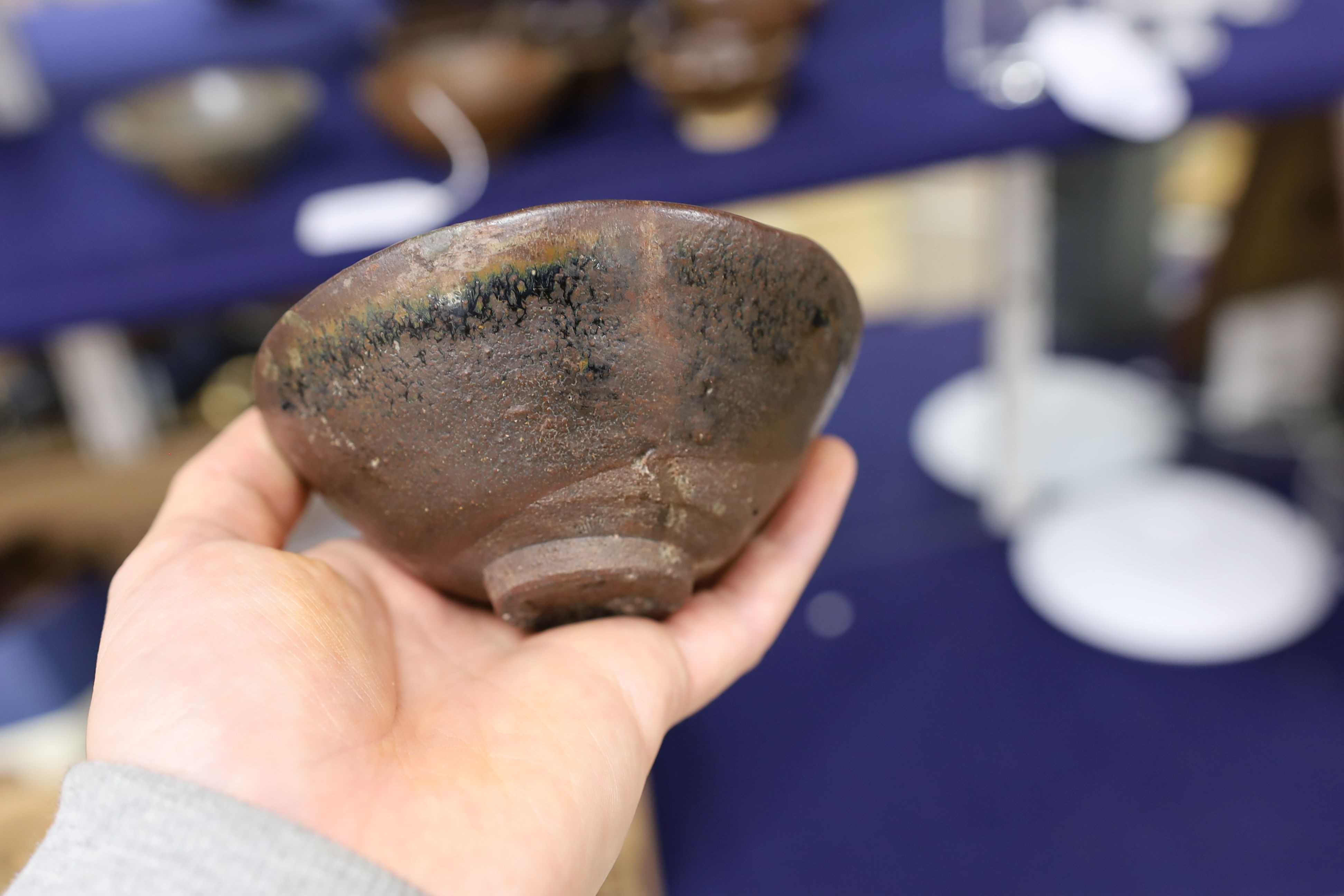 A group of Chinese Jian ware tea bowls, Song dynasty, largest 11.5 cms diameter, 7cm to 11.4cm diameter